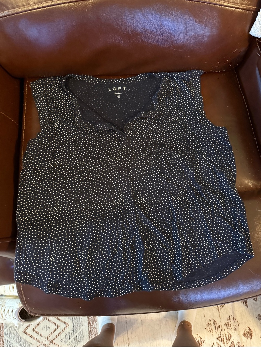 LOFT Black and White Polka Dot Sleeveless Camisole